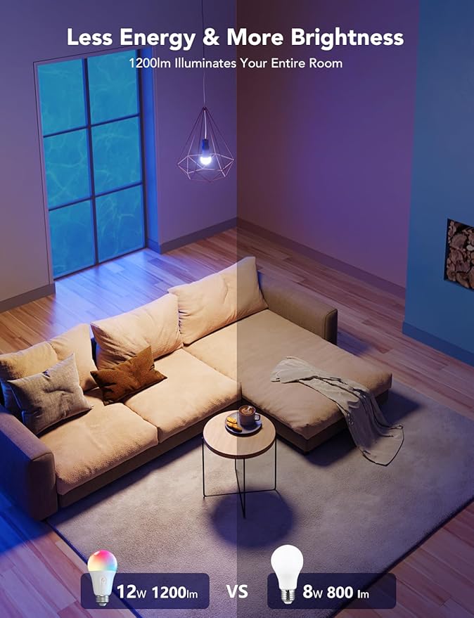 Govee Smart Light Bulbs, Color Changing Light Bulbs Bundle Smart Light Bulbs 1200 Lumens