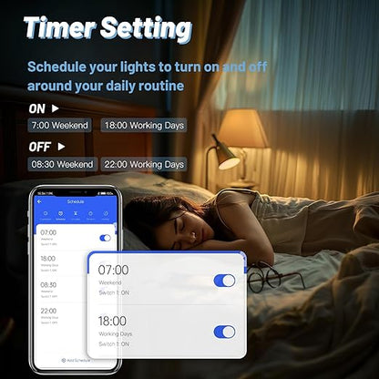 BSEED Smart Light Switch, 3 Gang WiFi Alexa Light Switch with Remote APP Control and Timing Function, Single Pole White Light Switches Work with Alexa, Google Assistant, Voice Control, Group Control