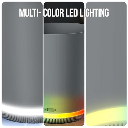 MVMT Trash Can with LED Light-Up Wireless Speaker - 9.8L (2.6 Gal) Smart Trash Bin, Bluetooth 360 Sound, Multi-Color LED Base, IPX4 Water-Resistant, FM Radio, Rechargeable Battery, Space-Saving Design