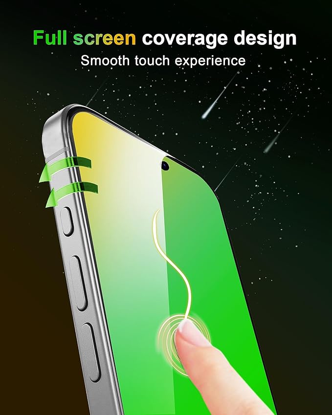 For iPhone 17 Privacy Screen Protector [Auto Dust Install] 6.3 inch Tempered Glass Full Coverage Anti-Blue Light Anti Spy No-Bubble Gradient Green Easy Installation[HD Clarity]