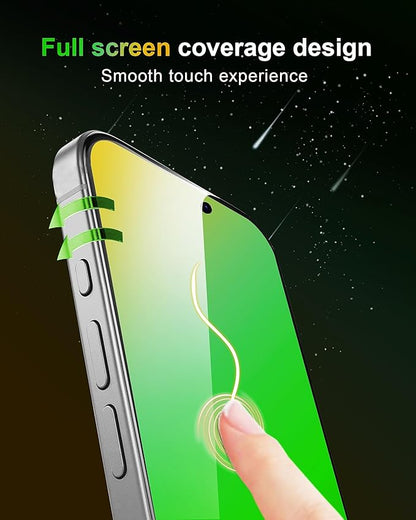 For iPhone 17 Privacy Screen Protector [Auto Dust Install] 6.3 inch Tempered Glass Full Coverage Anti-Blue Light Anti Spy No-Bubble Gradient Green Easy Installation[HD Clarity]