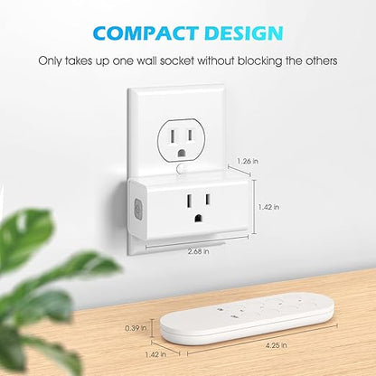 SURNICE Mini Remote Control Outlet Plug, 15A Wireless Light Switch Plug for Household Appliances, Up to 260 FT Long Range, 5 Outlets + 2 Remotes