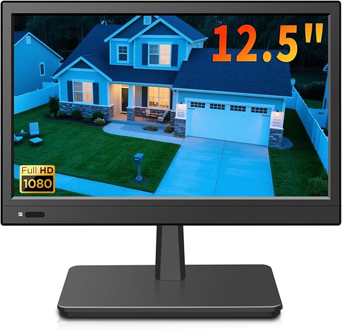 Jexiop 12.5 inch Security Monitor,Small Monitor with Speaker,Remote Control/HDMI/VGA/BNC/RCA Interfaces in for Home | Office | Warehouse Surveillance | RV