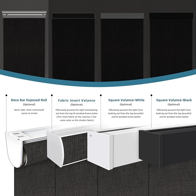 Motorized Blind,Work with Homekit Thread-Enabled,100% Blackout Smart Shades with Remote Control,Electric Roller Shade, Custom Size,Bouvardia Dark Grey