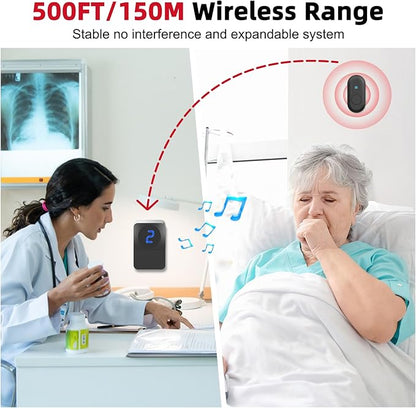 CallToU Caregiver Pager Wireless Call Button System Call Bell Alert Button Wireless Calling System for Elderly at Home/Deaf Eldrely/Clinic/Medical Institution/Nursing Home (CC22WH 4-1)