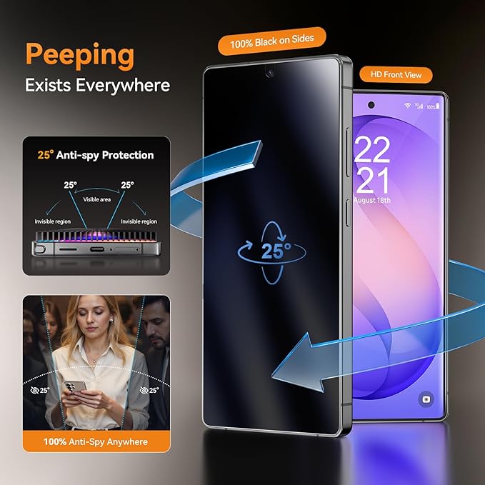 X-it for Samsung Galaxy S26 Ultra Screen Protector 9H+ Glass [Anti-Glare & Anti-Reflective] 68% Glare Reduction 25° Privacy Filter Ultrasonic Fingerprint Compatible Military Grade Drop Protection - 2 Pack