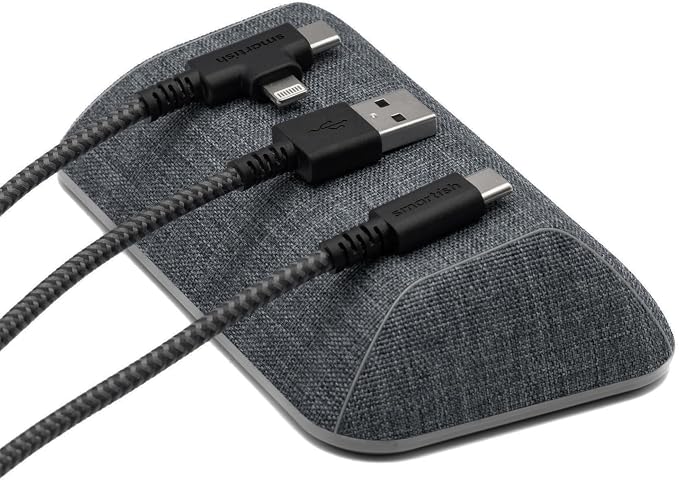Smartish Magnetic Cord Holder, Bigger Cable Wrangler, Office Desk Organizer | Holds 8 Cords, 2 Cable Clips, Weighted Base, Charger Keeper, Phone Charging Cable Management, Nightstand Accessories, Gray
