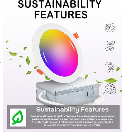 CLOUDY BAY [4 Pack] 4inch Smart WiFi LED Recessed Lights,RGBCW Color Changing Recessed Lighting,Compatible with Alexa and Google Home Assistant,No Hub Required,10W 2700K-6500K,CRI90+ Wet Location