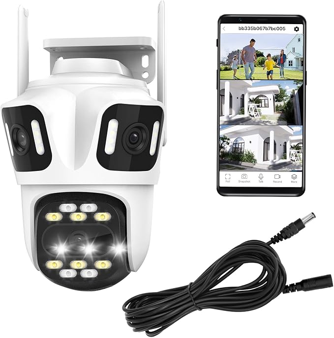 9MP Three Lens Wireless Outdoor Security Camera, 360° Pan/Tilt, 2.4GHz WiFi, AI Auto Tracking, No Blind Spot,24/7 Recording, Night Vision,Spotlight,2-Way Audio, IP66, for Home Surveillance