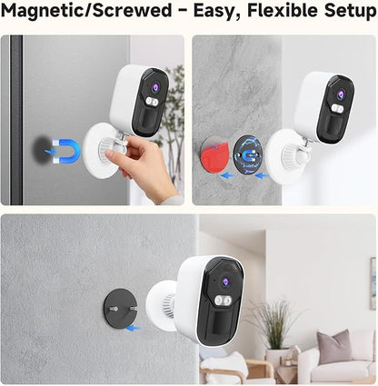 JAIOTlink Security Cameras Wireless Outdoor, 2.5K Battery Camera, 2.4G/5GHz WiFi, Spotlight & Siren Alarm, Color Night Vision, AI Motion Detection, Waterproof, Magnetic Mount, Compatible with Alexa