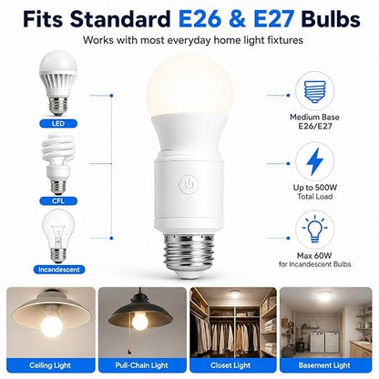 500W Wireless Light Bulb Socket Radar Motion Sensor,2 Radars+5 Bulb Bases