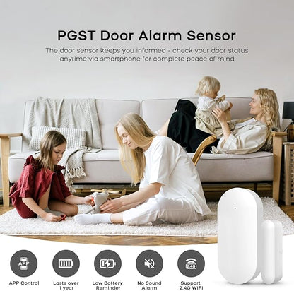 Door Alarm Window Sensors, Door Open Alarm Long Battery Life Wireless for Security Real-Time Notification WiFi Contact Sensor App Control No Monthly Fee