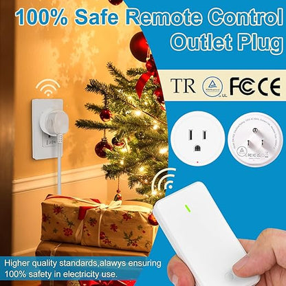 NineLeaf Wireless Remote Wall Switch and Outlet, Remote Control Outlet Light Switch for Lamps, Fans, Expandable, 15A/1875W, 500ft RF Range, TUV Listed (3 Remotes and 2 Outlets)