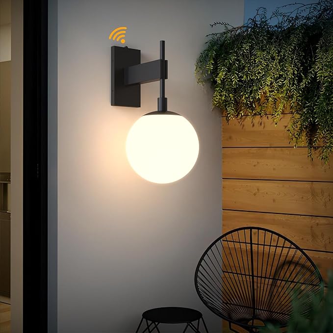 Hyunbae Dusk to Dawn Outdoor Wall Sconces, Modern Exterior Photocell Sensor Front Porch Light, 18.1" Globe Large Outdoor Wall Lighting, Waterproof Outside Lights for House, Doorway, Garage, E26, IP65