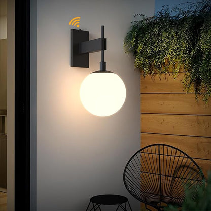 Hyunbae Dusk to Dawn Outdoor Wall Sconces, Modern Exterior Photocell Sensor Front Porch Light, 18.1" Globe Large Outdoor Wall Lighting, Waterproof Outside Lights for House, Doorway, Garage, E26, IP65