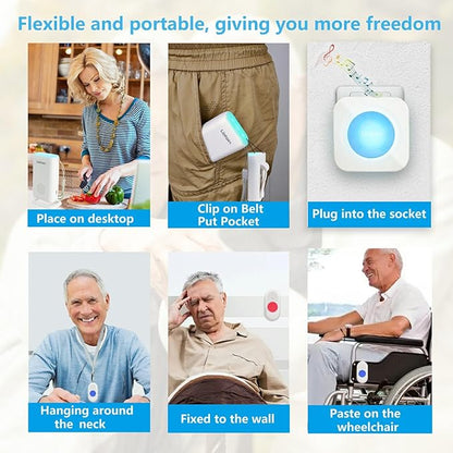 Wireless Caregiver Pager Call Button Alert Button Call Bell for Elderly Patients at Home Nurse Alert System 3 Waterproof Transmitters 1 Portable Receiver 1 plugin Receiver………