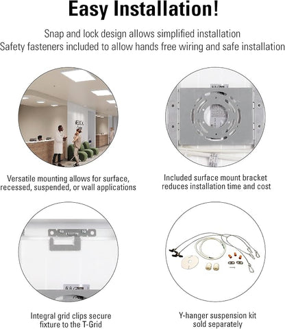 Metalux MMS Multi-Mount 6 in x 4 ft LED Panel Ceiling Light with 5 CCT and Lumen Select, 0-10V Dimming, Surface Mount, Recessed, Suspended, Wall Mount, 90 CRI - 4MMS6-L3C5-UNV