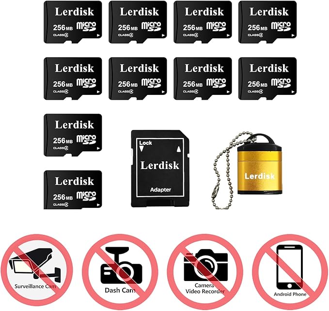 Factory Wholesale Micro SD Card 256MB (0.25GB) Pack of 10 in Bulk Low Capacity for MP3/Old Phones/Small Files Only -Not for Cameras/Dashcams/GB Devices