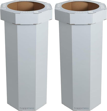 happimess Fleur 25 Gal Trash Can Bin, Fog Gray, Set of 2