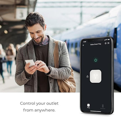 Globe Electric 50329-U Wi-Fi Smart Plug Mini, No Hub Required, 1 Grounded Outlet, White (1-Pack, 15A), Home Automation, Outlet Extender, Electronics, Smart Home, Works with Alexa, Google Home, Echo