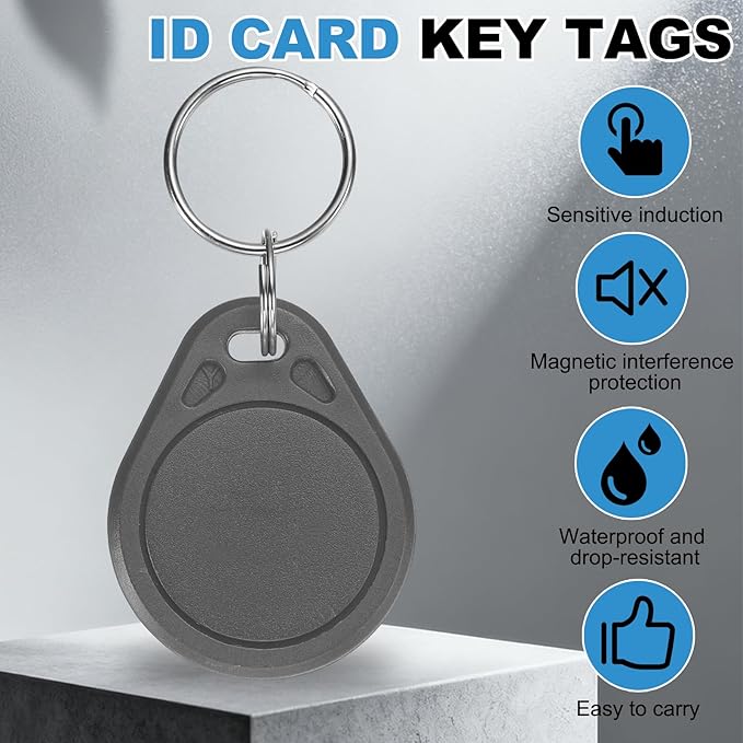 PATIKIL 10 Pcs 13.56MHz CUID Writable Rewritable Smart Key Fobs, Clone IC Key Fob Tags Blank Smart Card Key Classic 1K for Entry Access Control System, Gray