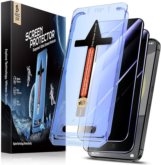 MAGIC JOHN 2 Pack for Samsung Galaxy S24 Privacy Glass Screen Protector[Not Ultra], 6.2inch, Anti-spy, Tempered Glass Film, Auto Dust-Elimination Installation, Bubble Free, Case Friendly, Anti-Scratch