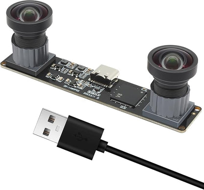 MMlove USB Stereo Camera 1080P 60FPS Synchronous Dual Lens 4MP Camera Module 3D Webcam 115° Viewing Angle Lightburn Webcam Plug & Play for VR Face Recognition Streaming,PC/Laptop/Raspberry Pi