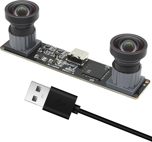 MMlove USB Stereo Camera 1080P 60FPS Synchronous Dual Lens 4MP Camera Module 3D Webcam 115° Viewing Angle Lightburn Webcam Plug & Play for VR Face Recognition Streaming,PC/Laptop/Raspberry Pi