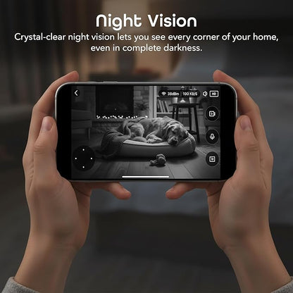 Geeni Scope Ultra 2K 360° Smart Indoor Camera, 1440p HD Auto-Tracking, Dual Band WiFi 2.4GHz 5GHz, Alexa & App Control, Wall Mountable, White