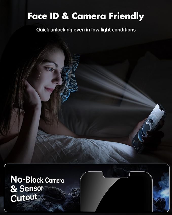 UNBREAKcable Privacy Screen Protector for iPhone 16e, Shatterproof Tempered Glass [True 28°Anti Spy] [9H Hardness] [Easy Installation Frame] Private Protector for iPhone 16e 6.1inch-2 Pack