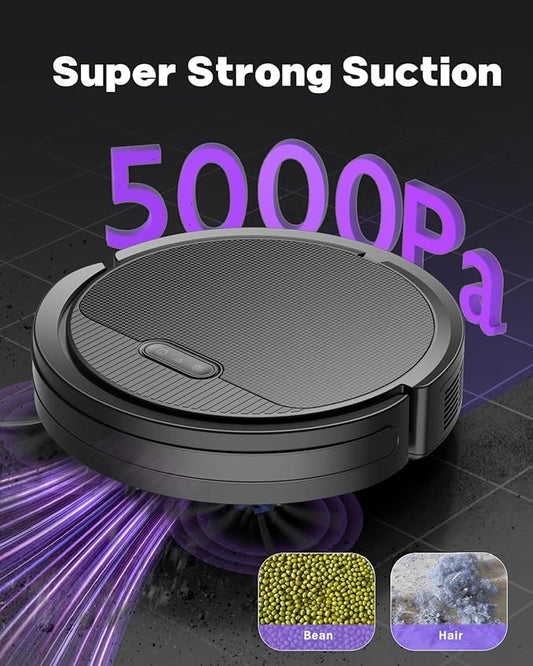 V3 Robot Vacuum and Mop, 3 in 1 Robot Vacuum Cleaner, Self-Charging Robotic Vacuum, 120 Min Runtime, 5000Pa Suction, 2.99" Thin, Support 2.4GWifi/ Alexa/App, for Pet Hair,Carpet,Hard Floor