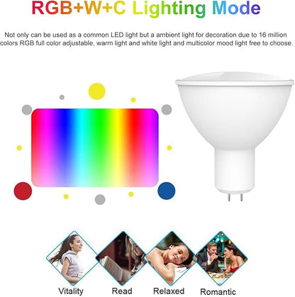 Smart Bulb RGB W C LED Bulb 5W GU5 3 Dimmable Light Phone APP Remote Control Compatible with Alexa Home Tmall Elf for Voice Control 1PCS