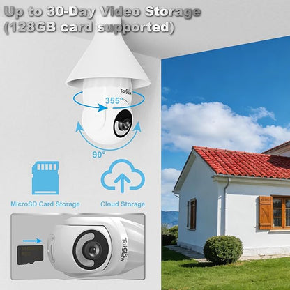 3MP Security Light Bulb Camera - 5G&2.4GHz 2K HD Outdoor Light Socket Camera with LED Bulb, 355° Lightbulb Camera with Motion Detection, Siren Alarm, Two-Way Talk, Night Vision(E26 Base)