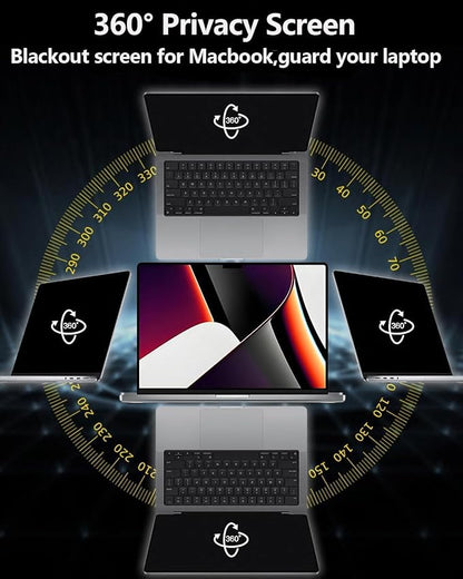 Easy On/Off Magnetic 360° Privacy Screen Filter Compatible with MacBook Air 15.3 inch (2023-2026, M2, M3, M4,M5), Anti Glare Laptop Privacy Screen Shield with Camera Cover - UV block 90%-Model: A3241, A3114, A2941