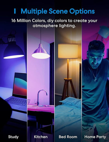 Meross Smart Light Bulb, BR30 Flood WiFi LED Bulbs Compatible with Apple HomeKit, Alexa, Google Assistant & SmartThings, Dimmable E26 Multicolor 2700K-6500K RGBCW, 1300 Lumens 100W Equivalent, 1 Pack