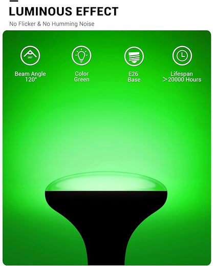 BR30 Green Flood Light Bulb, JandCase Green LED Light Bulb, 11W(100W Equivalent), 900lm, Non-Dimmable Can Light Bulbs for Ceiling, E26 Base, 2 Pack