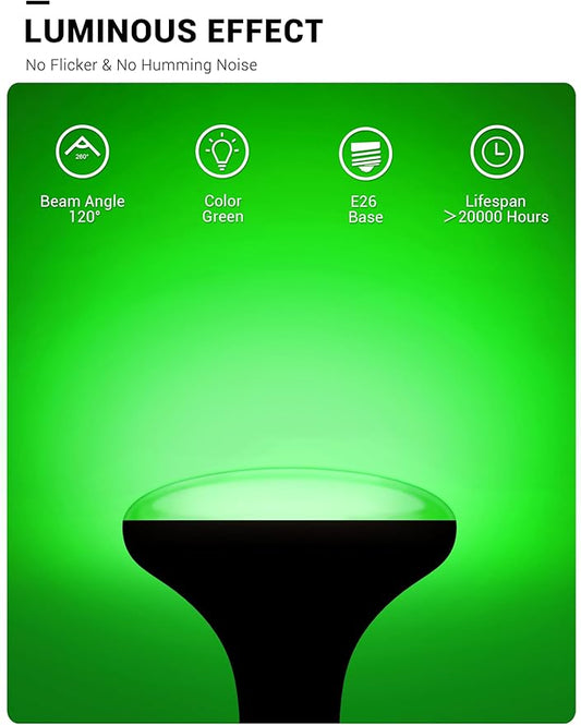 BR30 Green Flood Light Bulb, JandCase Green LED Light Bulb, 11W(100W Equivalent), 900lm, Non-Dimmable Can Light Bulbs for Ceiling, E26 Base, 2 Pack