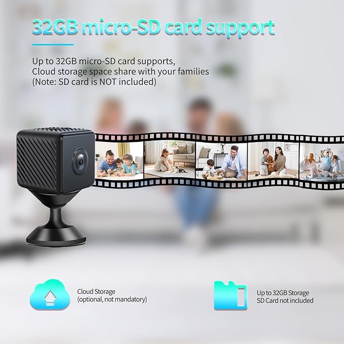 2026 Mini Camera Security Wireless Camera Upgrade Small Home WiFi 1080P Micro Magnetic Nanny Cam with Wide Angle Motion Detection Night Vision Cloud & SD Storage No Need WiFi Tiny Cams for Indoor