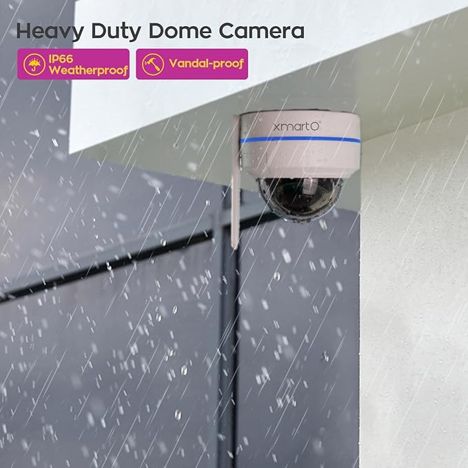 xmartO Wireless 12X DPK3034 AI Tracking 2K HD Metal Dome PTZ Camera + 16CH WNP816-W6 WiFi 6 NVR Bundle, Dual WiFi, H.265+, No Monthly Fee, IP66 Weatherproof, Home Outdoor Security System