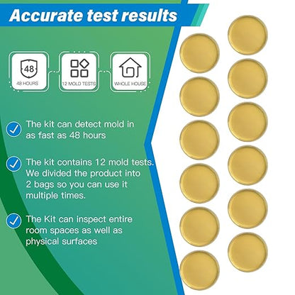 Mold Test Kit for Home - 12 Simple Detection Tests,Test HVAC System,Home Surfaces,& Indoor Air Quality Testing Kits,DIY Mold Detector at Home,Includes Detailed Mold Identification Guide,air Tester