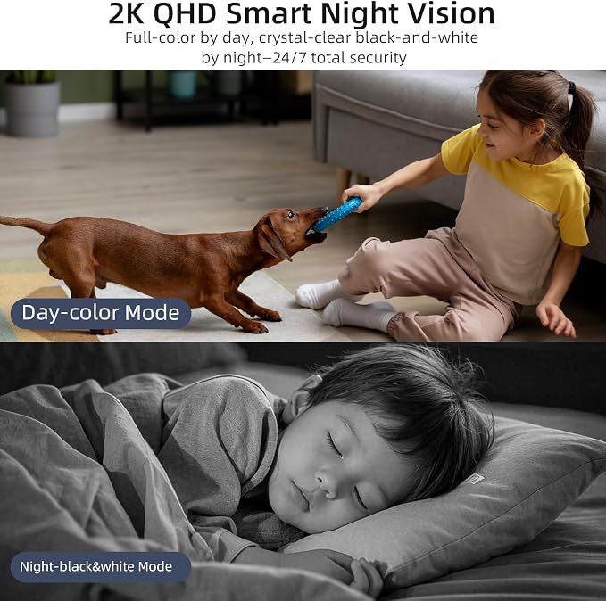 Rraycom 3Pack 4MP Indoor Baby & Pet Monitor Camera, 360° Auto Tracking, Cry & Sound Detection, Dual-Band 2.4G/5G WiFi, SD & Free Cloud Storage, Alexa & Google Home Compatible