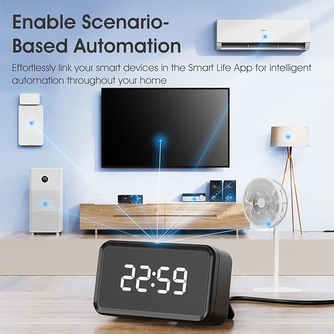 Tuya Zigbee Hub Gateway, Smart Home Bridge Hub with Type-C Port and Time Display, Work with All Tuya ZigBee Smart Products, Compatible with Alexa/Google Assistant, 2.4 GHz, Black