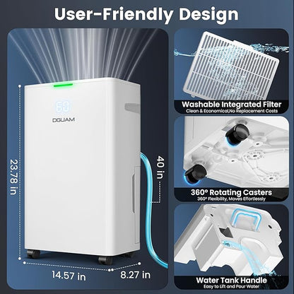4500 Sq. Ft Dehumidifier, Max 80 Pint Dehumidifier for Basement, Compressor Dehumidifiers for Home with Drain Hose, Smart Humidity Control, Energy Efficient, Quiet for Bedroom, Large Rooms.