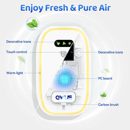 Air Ionizers with Warm Night Light (2 Pack), Plug in Negative Ion Air Purifier, Quiet Air Freshener for Odors, Smoke, Dust, Portable Air Purifiers for Home, Office, Bedroom, Bathroom, Mini Air Cleaner