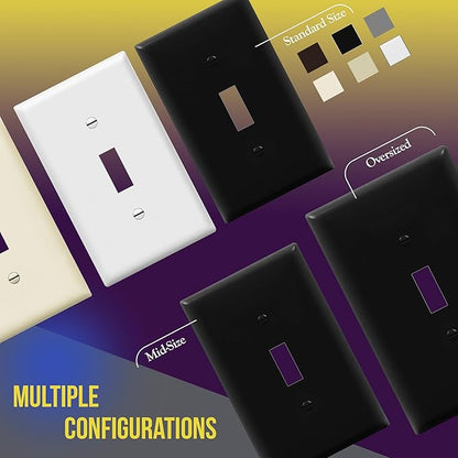ENERLITES Triple Light Switch Wall Plate, Toggle Switch Plate, Gloss Finish, 3-Gang Mid-Size 4.88" x 6.77", Unbreakable Polycarbonate Thermoplastic, UL Listed, 8813M-BK, Black
