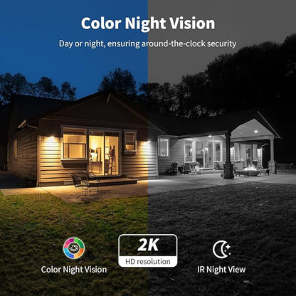ELYSOO 4G LTE Cellular Security Cameras Outdoor, 2K 360° View No WiFi Needed Solar Powered Security Camera, Color Night Vision, Built-in SIM Card, Unlimited Data Plan