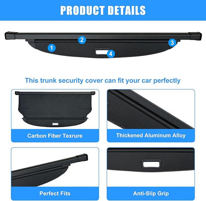 AUXKO Retractable Cargo Cover for Kia Sorento 2026 2025-2021, Trunk Cargo Cover for 2026 2025 Kia Sorento Luggage Security Shade Cover Shielding Shade Anti-Peeping Luggage Privacy Screen, Carbon Fiber