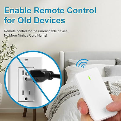 NineLeaf Wireless Remote Wall Switch and Outlet, Remote Control Outlet Light Switch for Lamps, Fans, Expandable, 15A/1875W, 500ft RF Range, TUV Listed (3 Remotes and 5 Outlets)