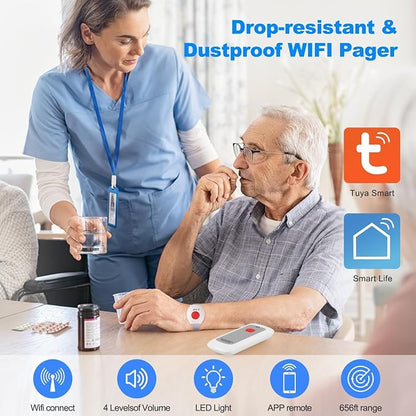 Life Alert System No Monthly Fee, Caregiver Pager Call Button for Elderly at Home, Medical Alert Systems for Seniors with App, Panic Button Alarm System, 2.4GHz WiFi Receiver, Necklace, Bracelet | Medical alert necklace for women and men, 2.4GHz Wi-Fi ...