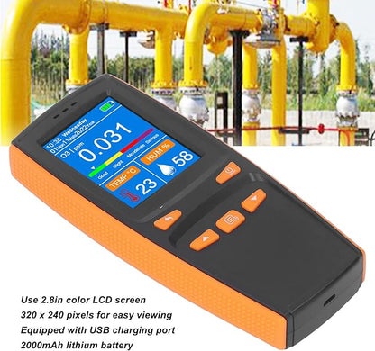 Meter Detector, 2.8 inch LCD Display Air Detector Handheld Air Quality Pollution Monitor Portable Analyzer USBOzone Concentration Tester for Home Industry Indoor Outdoor